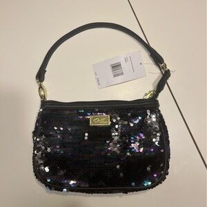 Luv Betsey by Betsey Johnson black shoulder sequin bag teal purple NWT
